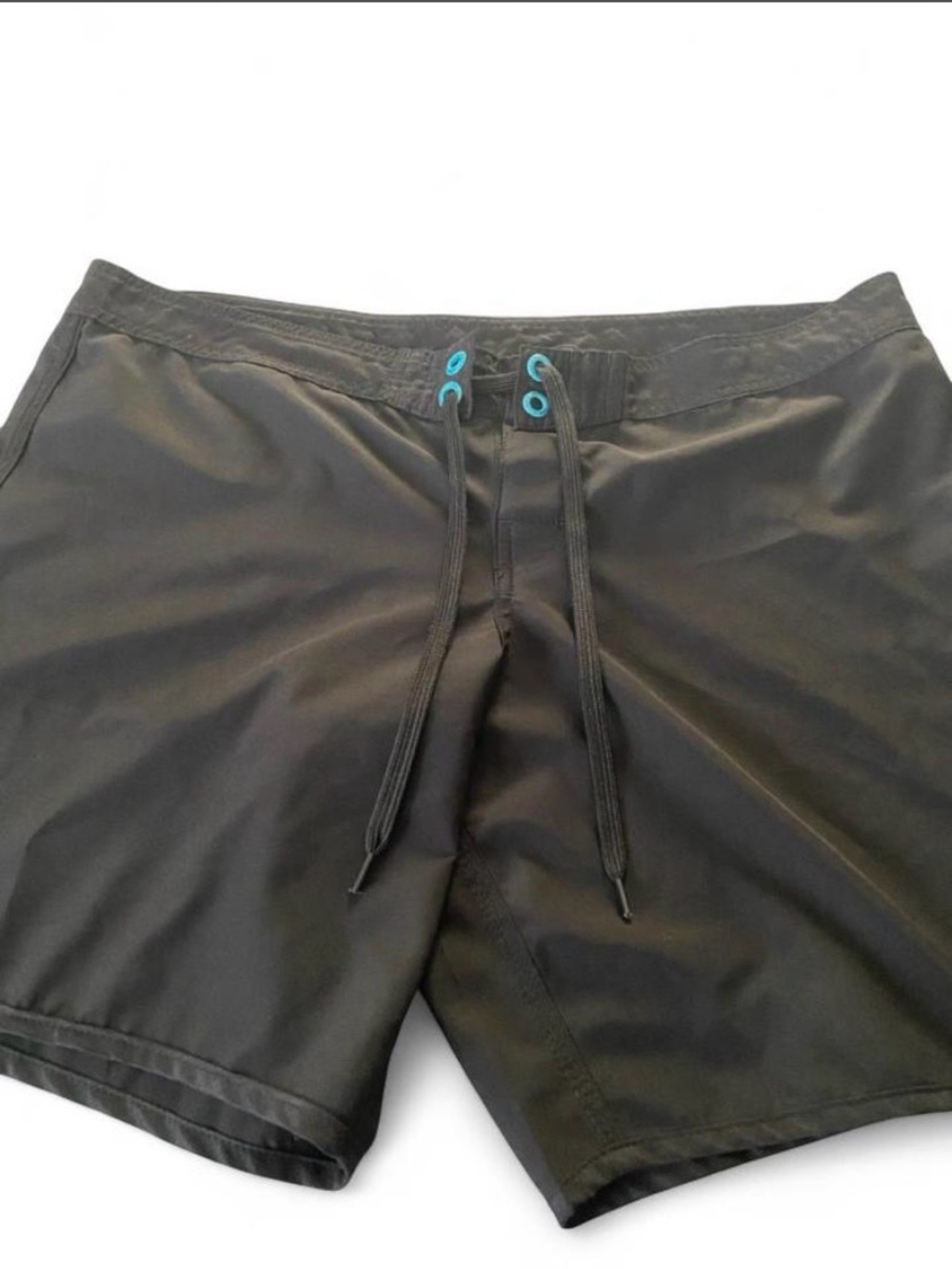 Women's Black Board Shorts with Turquoise Eyelets
